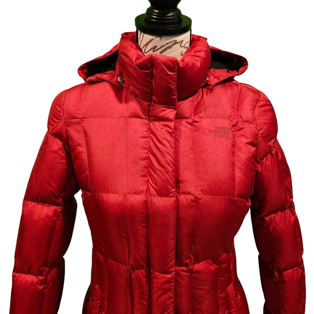The North Face Metropolis Parka Womens XS Red 550 Down Jacket Long Puffer Coat